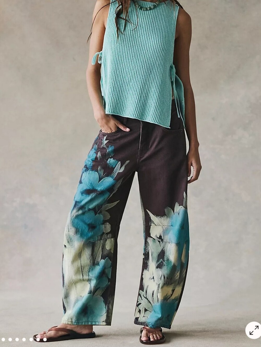 Free People "We the free"  Good luck printed barrel jeans In Washed Floral